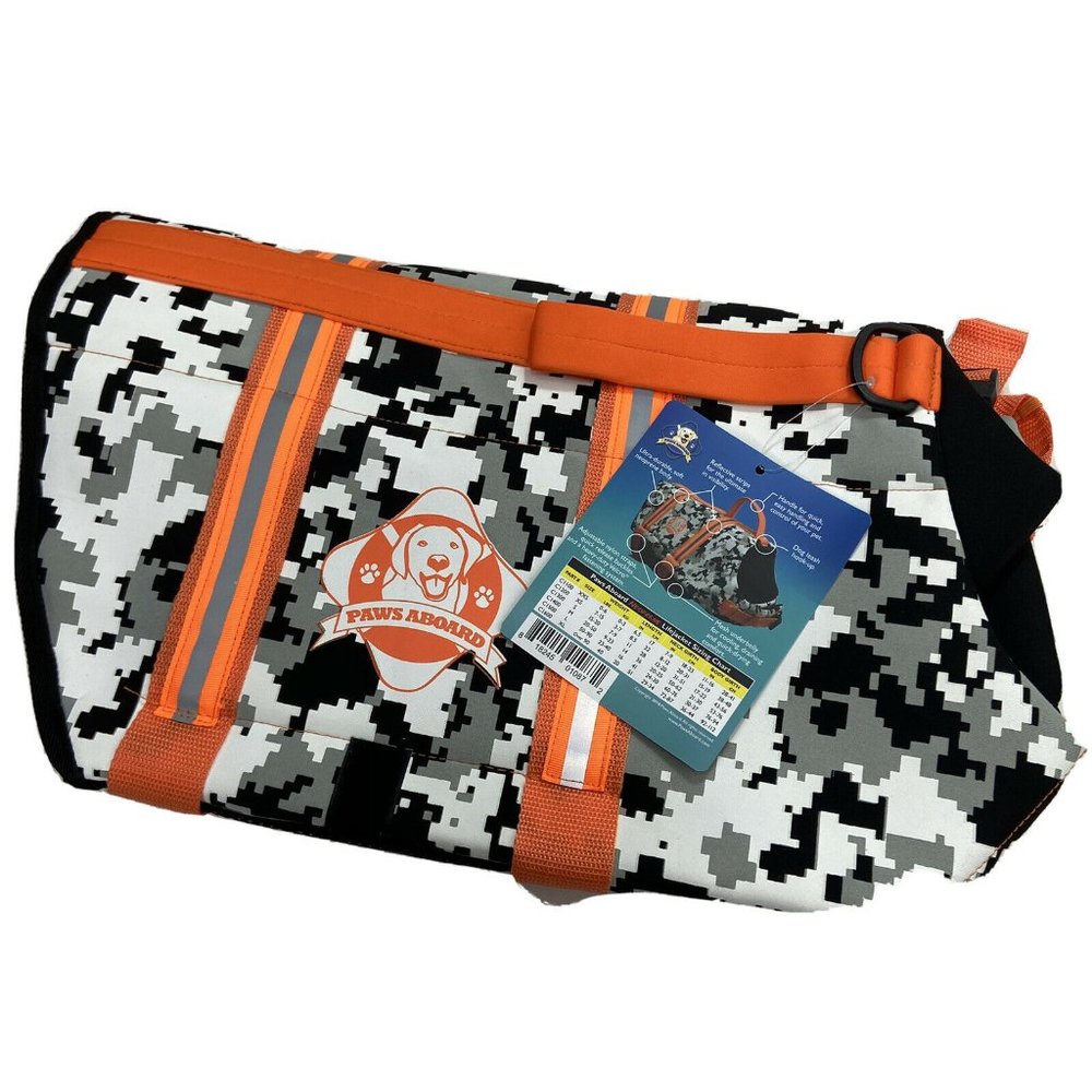 Pause Abroad Dog Digital Camo Orange Life Jacket E